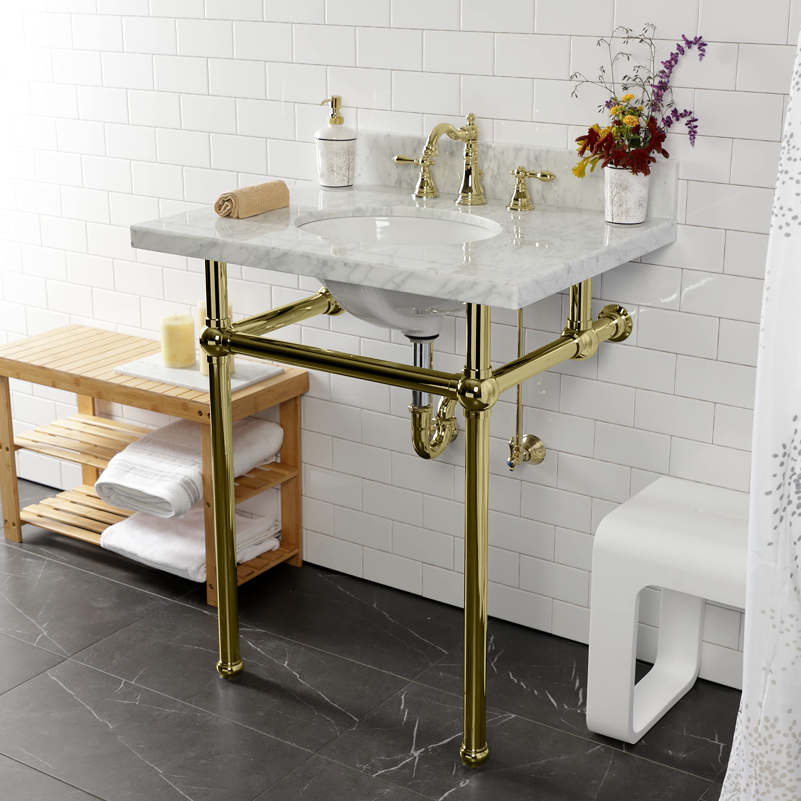 Kingston Brass CC43102LKB30 Sink Trim Kit - Polished Brass Finish for Bathroom & Kitchen Faucet Installation | Durable Plumbing Hardware for Modern Home Decor