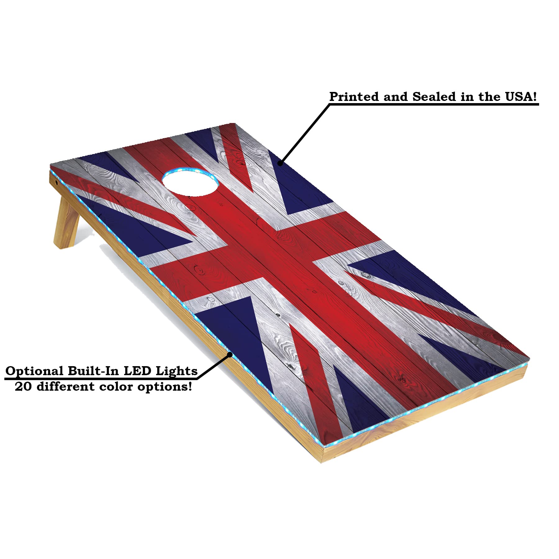 Premium Regulation Cornhole Boards Set with LED Lights - Includes 8 Bean Bags & Carrying Case - 4'x2' Cornhole Toss Game for Outdoor Parties, Tailgating, Backyard BBQ, and Family Gatherings
