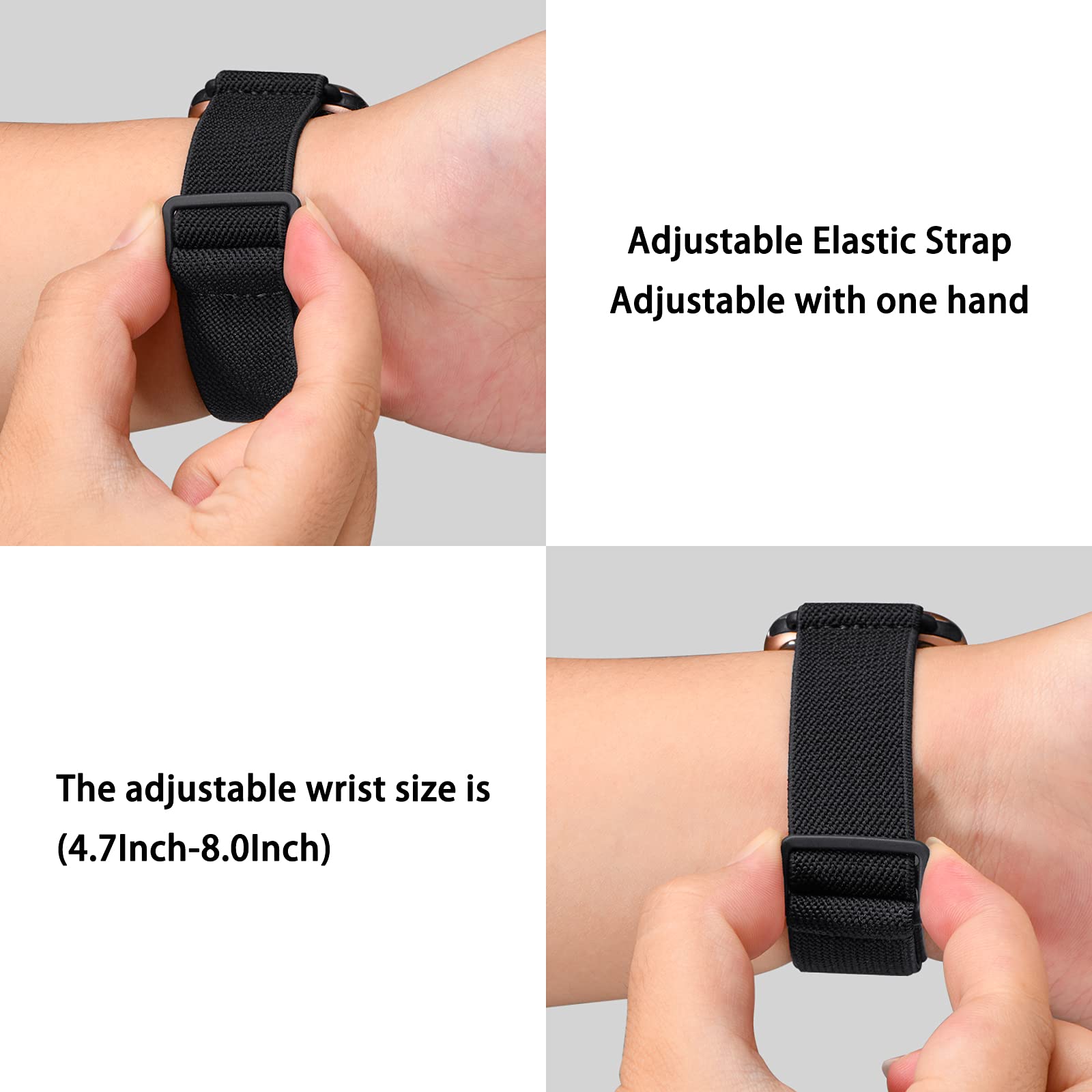 2 Pack Sport Elastic Nylon Apple Watch Bands 44mm 42mm - Adjustable Lightweight Breathable Stretch Strap for iWatch Series 6/5/4/3/2/1/SE - Perfect for Running, Gym Workouts & Daily Wear (Black/Pink Sand)
