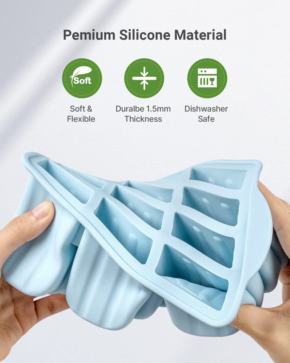 MEETRUE 12-Piece Silicone Popsicle Molds Set - BPA-Free, Easy-Release Ice Pop Maker for Homemade Frozen Treats with 50 Sticks & Cleaning Brush - Perfect for Summer Snacks, Kids Parties & Healthy Desserts