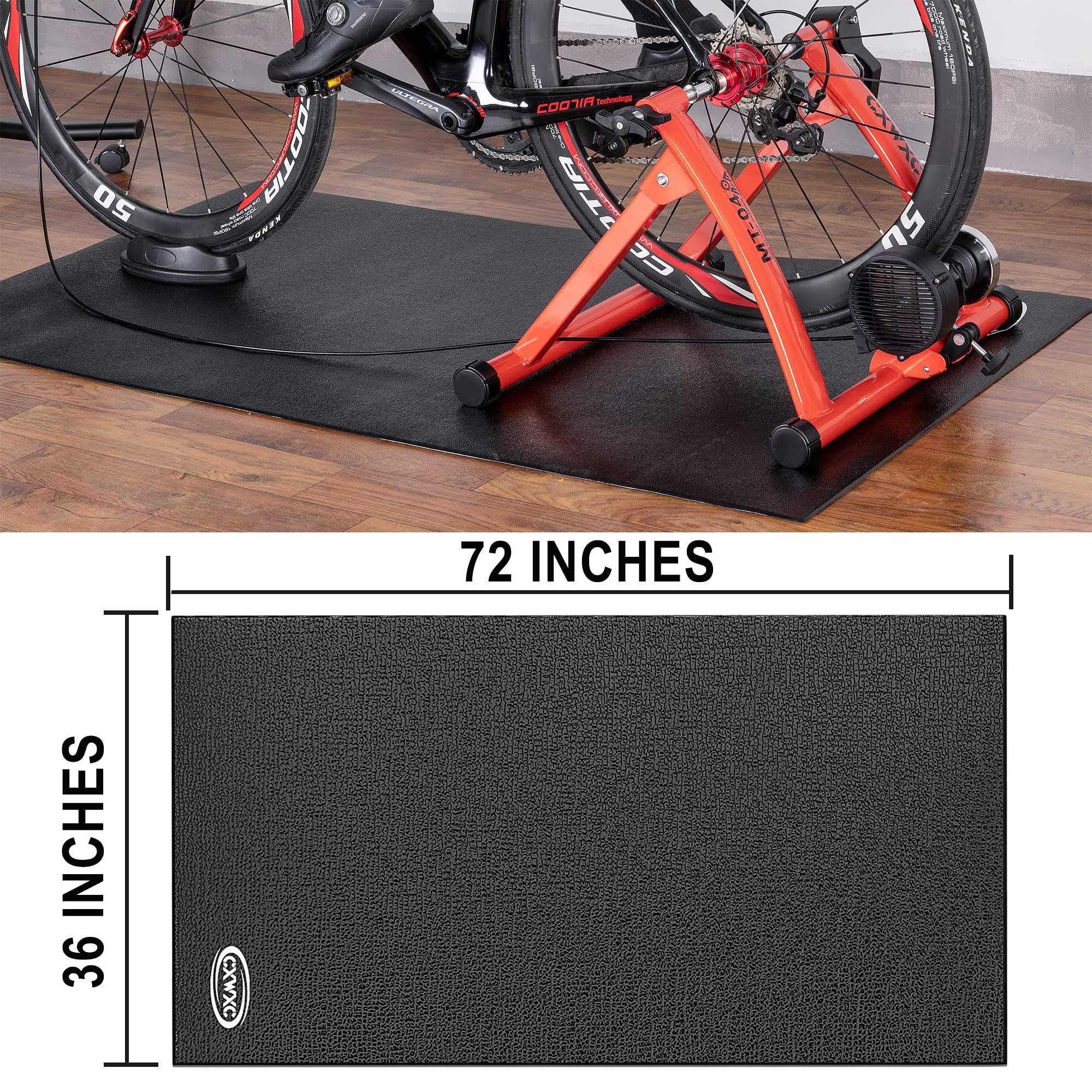 CXWXC Indoor Bike Trainer Floor Mat - Durable PVC Foam Exercise Mat for Peloton & Stationary Spin Bikes | Non-Slip Workout Mat for Home Gym & Fitness Training