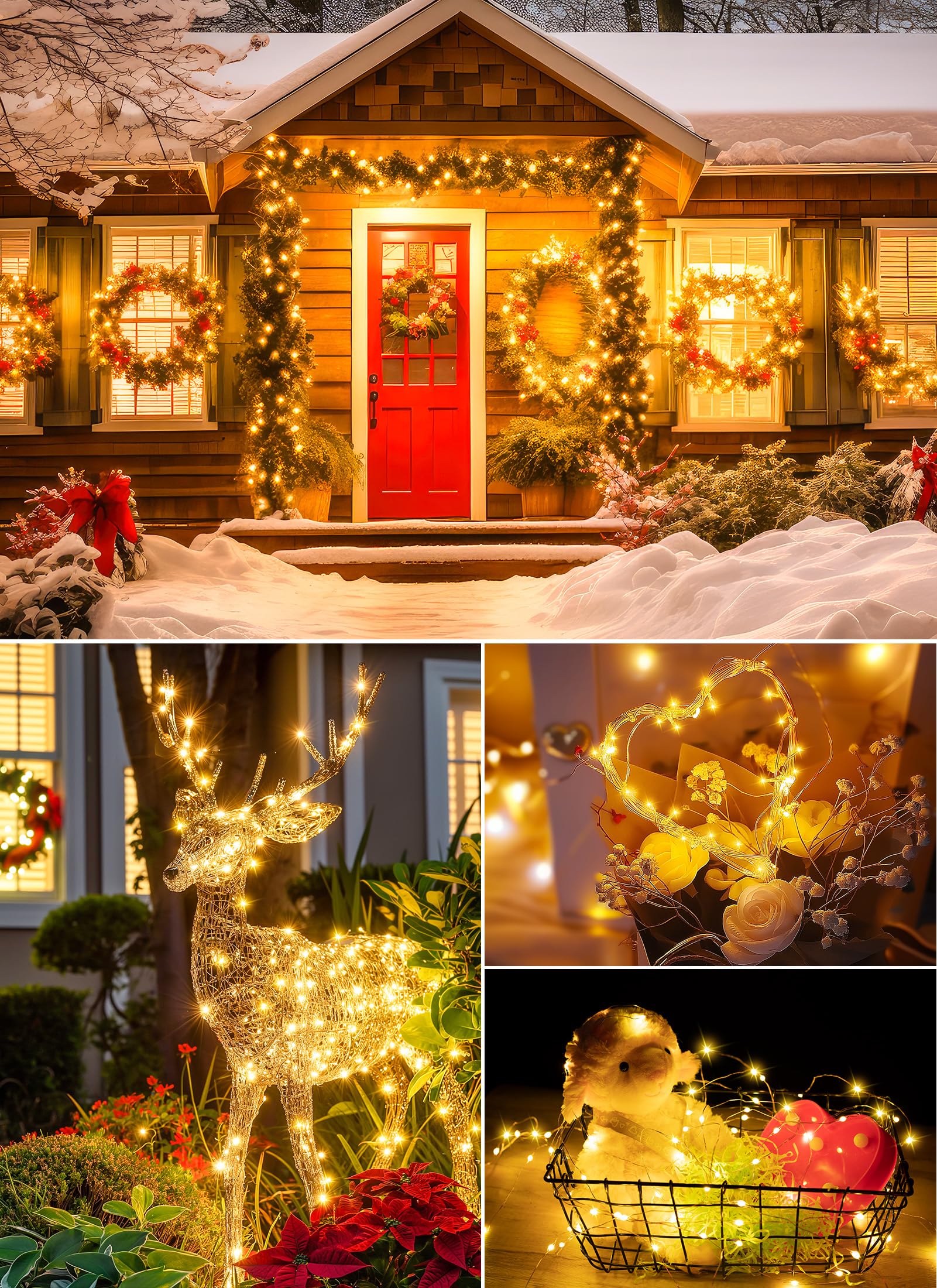 33Ft 100 LED Outdoor String Lights - Battery Operated with Remote, Waterproof Fairy Lights for Patio, Garden, Bedroom, Dorm & Christmas Decorations | Warm White Twinkle Lights for Party, Backyard, Tapestry & Indoor Use