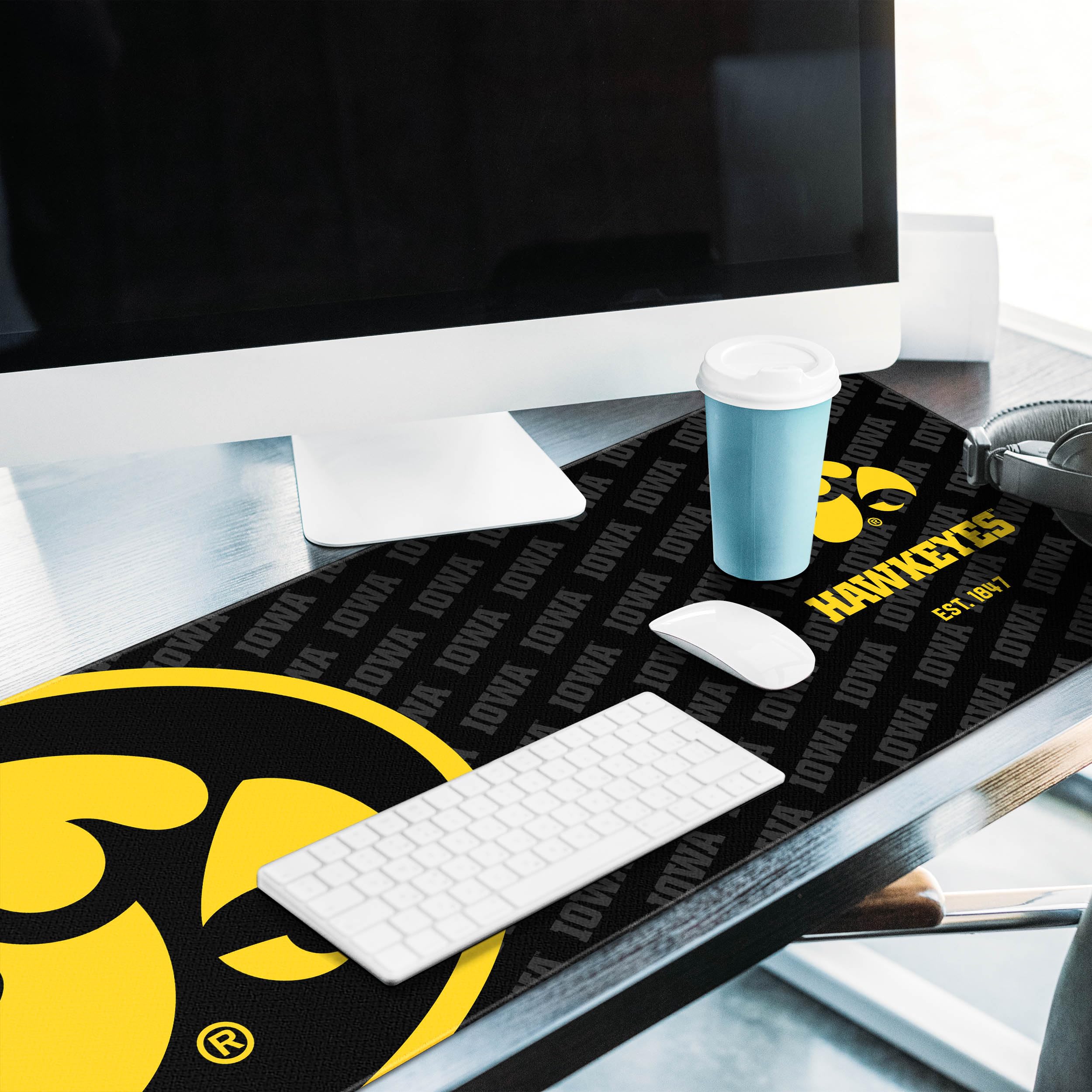 YouTheFan NCAA Iowa Hawkeyes Logo Series Desk Pad - Non-Slip Mouse Pad for Gaming & Office Work - Perfect for College Fans & Sports Enthusiasts