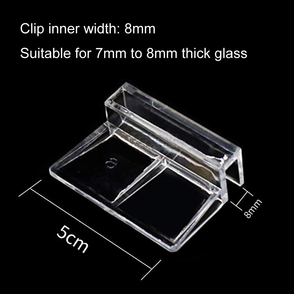 8mm Acrylic Aquarium Cover Clips - 6 Pack for Rimless Fish Tanks | Secure Glass Lid Support for Home & Office Aquariums