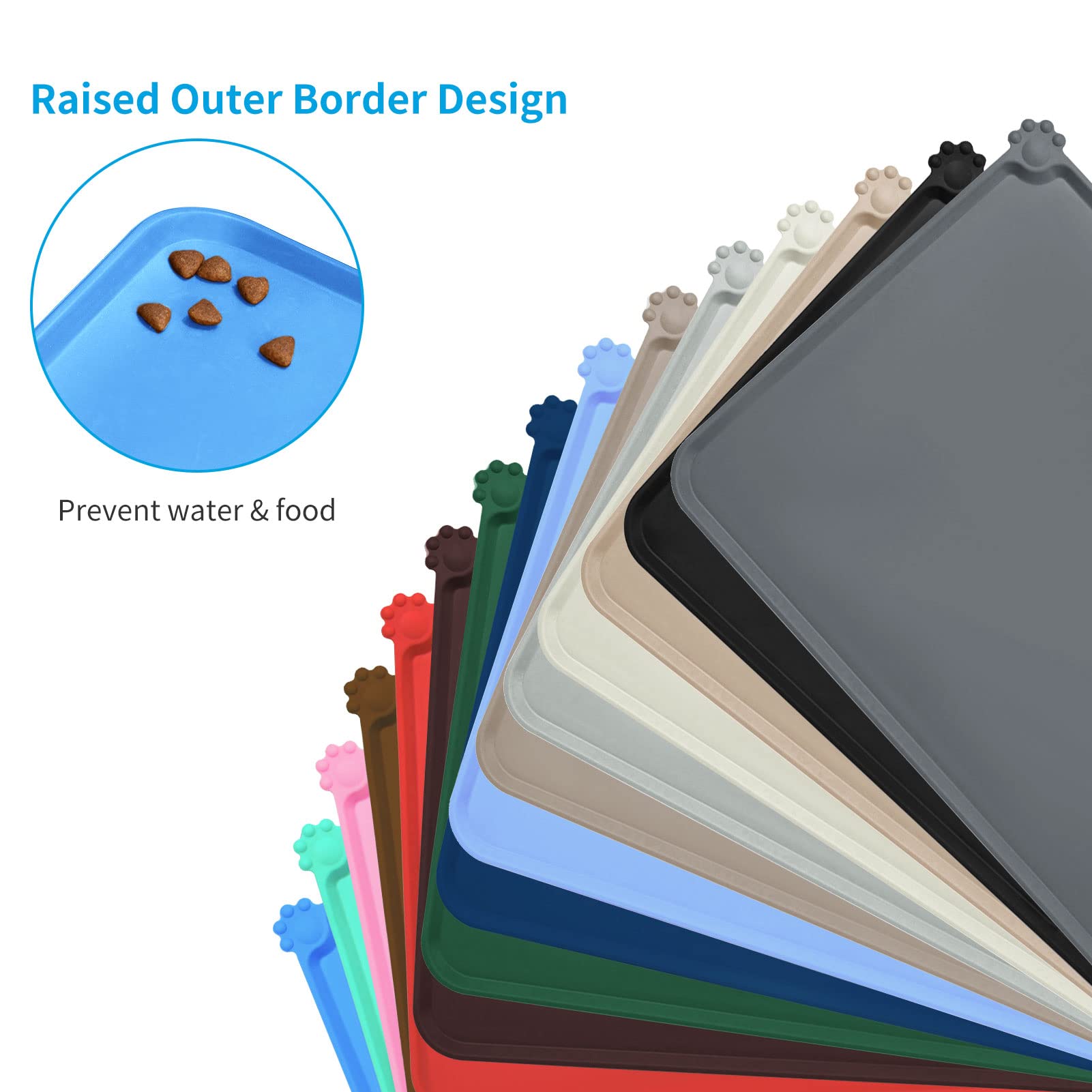 AUDWUD Non-Slip Silicone Pet Feeding Mat - Waterproof Dog Bowl Mat for Food & Water - Perfect for Messy Eaters & Spill Prevention in Kitchen or Outdoor Use