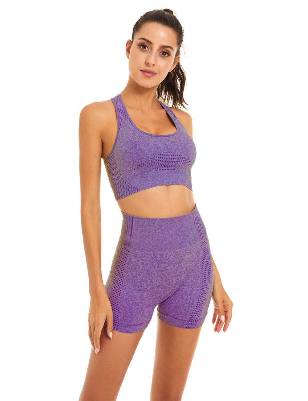 Women's Seamless Yoga Workout Set - 2 Piece Gym Outfit with Sports Bra & Shorts | Comfortable Activewear for Yoga, Pilates & Fitness Training