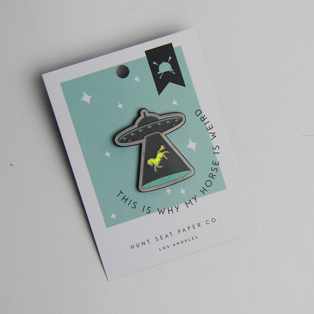 Abduction Pony Pin - Cute UFO Alien Horse Enamel Lapel Pin - Perfect for Backpacks, Jackets & Gifts for Sci-Fi Fans