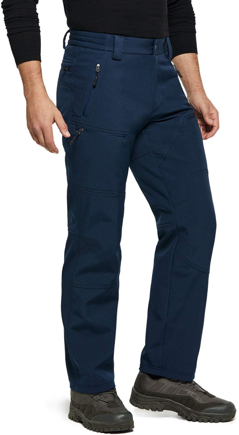 **TSLA Men's Waterproof Softshell Cargo Pants - Winter Snow Ski & Snowboard Pants, Fleece-Lined Hiking & Outdoor Work Pants for Cold Weather Activities**    *(Use for skiing, snowboarding, hiking, winter work, and outdoor adventures in cold climates)*