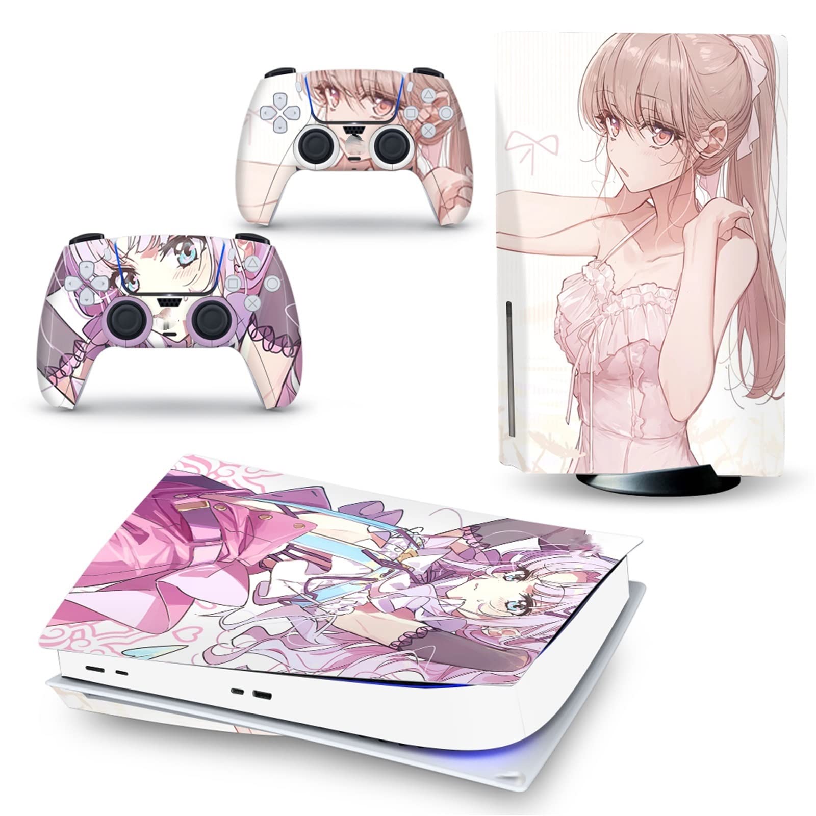 Anime Console Vinyl Skin Wrap for PS5 Disk Edition - Durable, Scratch-Resistant, Bubble-Free, Anti-Scratch Protection Film for 2 Controllers (14396) - Perfect for Gaming Setups & Anime-Themed Decor
