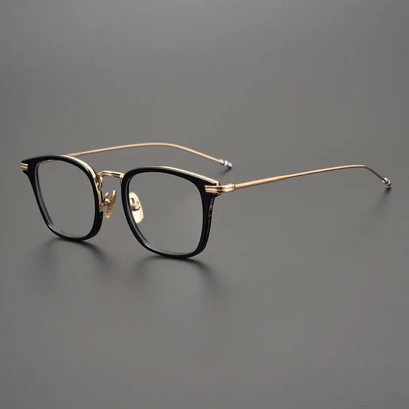 Stylish Unisex Black Square Acetate Eyeglasses with Alloy Frame - Perfect for Work, Reading & Fashion Accessories