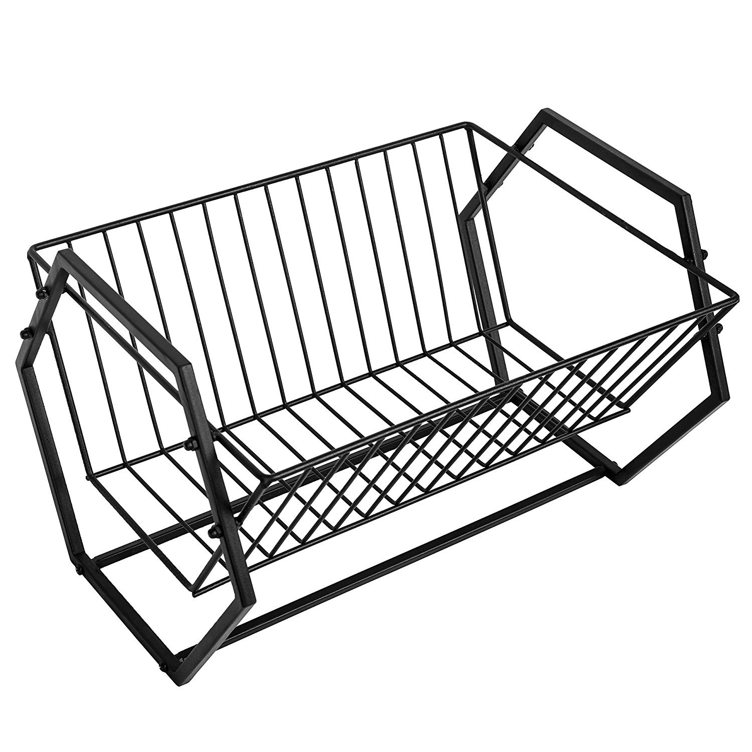 Black Metal Hexagonal Dish Drying Rack - 14 Slot Kitchen Plate Organizer & Storage | Countertop Space-Saving Solution for Indian Decor Kitchens | Perfect for Small Kitchens, Apartments & Dish Drying Needs