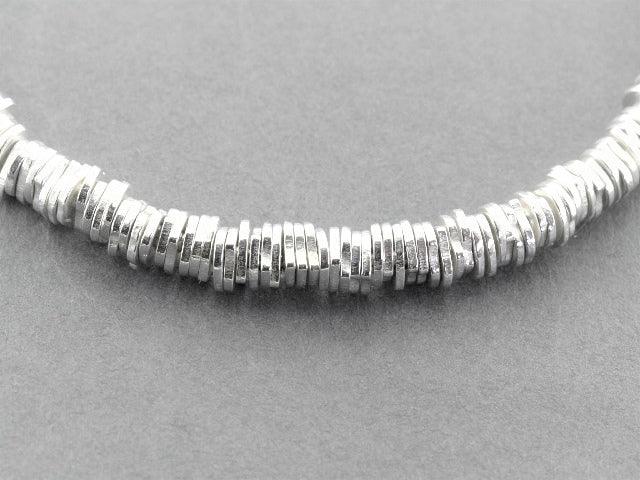 Stacked Sterling Silver Bangle Bracelet with Irregular Disc Beads - Perfect for Boho Chic & Everyday Wear