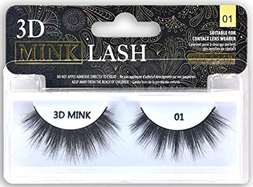 MIZ LASH 3D Mink Eyelashes - Reusable Natural Handmade False Lashes for Dramatic Volume (1 Pair) | Fluffy Faux Eyelash Extensions for Parties, Weddings & Special Occasions