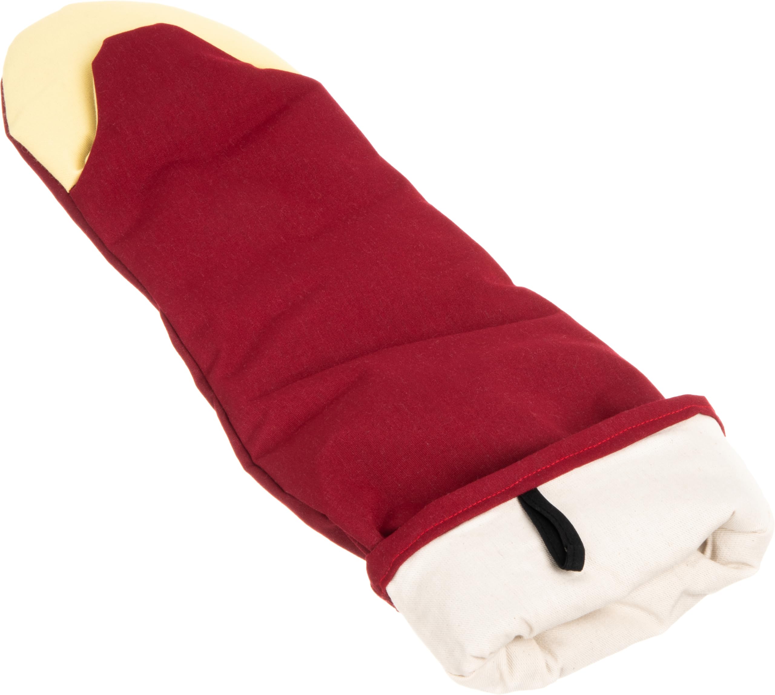 San Jamar KT0124K High Heat Resistant Oven Mitt - Flame Retardant Up to 900°F, 24-Inch Cool Touch Puppet for Baking, Grilling & BBQ - Red