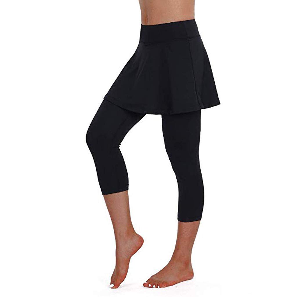 Women's Tennis Fitness Pants - Cropped Sports Leggings with Skirt Design for Casual & Active Wear | Perfect for Tennis, Yoga, Gym & Running