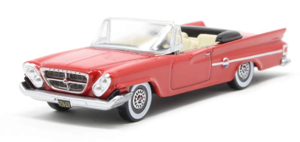 1961 Chrysler 300 Convertible Diecast Model Car 1/87 HO Scale - Mardi Gras Red - Collectible Vintage American Muscle Car for Display & Gifts