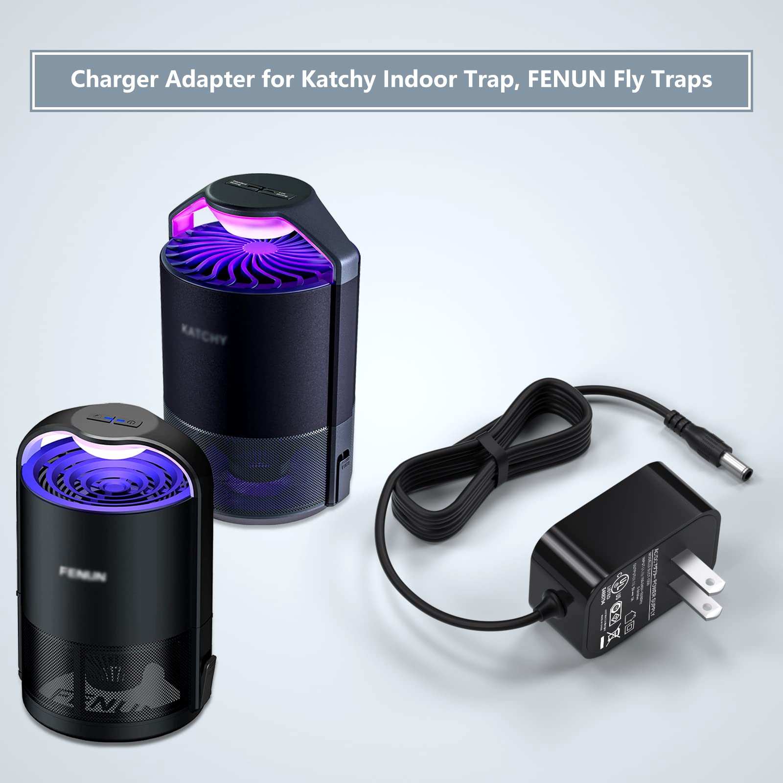 FENUN Fly Trap Power Cord & Charger Adapter for Katchy Indoor Insect Trap - USB Replacement Cable for Mosquito, Gnat & Bug Zapper - Perfect for Home, Kitchen, Bedroom & Office Use