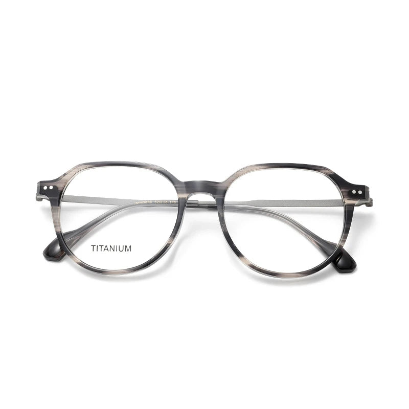 Aror Unisex Full Rim Flat Top Oval Acetate Titanium Eyeglasses 84298 - Lightweight & Durable Frame for Men & Women - Perfect for Reading, Work, and Everyday Fashion