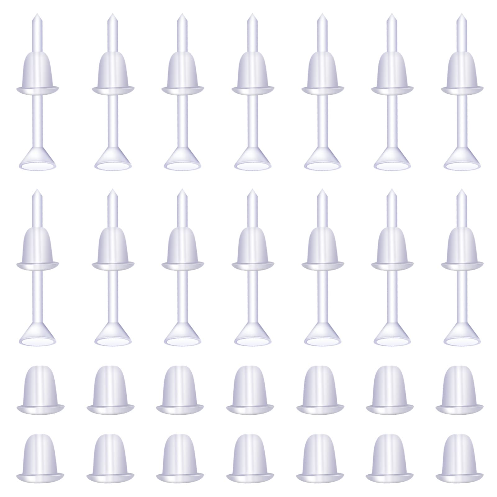 100 Pairs Clear Plastic Earrings for Women & Men - Invisible Earring Protectors, 3mm Cup-Headed Stud Earrings for Sports, DIY Jewelry Making - Gym, Running, Workout, Swimming, Daily Wear