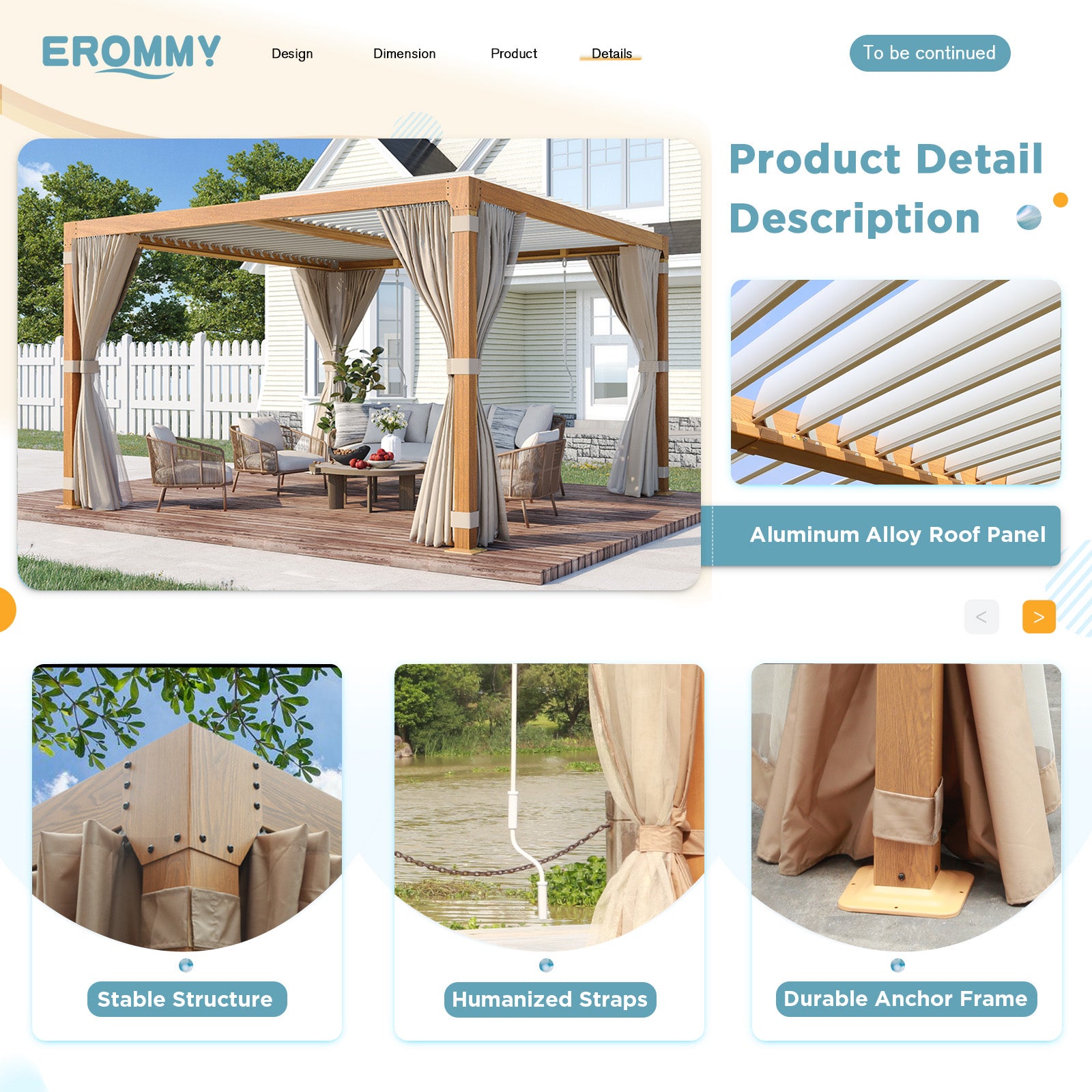 EROMMY 12x12 Louvered Pergola with Adjustable Wood Grain Roof - Perfect for Decks, Gardens & Backyards | Outdoor Shade Solution for Patio, Poolside & BBQ Areas