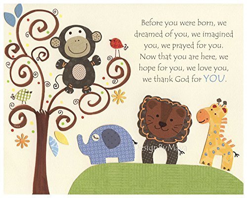 Noah's Ark Nursery Wall Art Print - Baby Room Decor & Kids Room Decor - Before You Were Born - Perfect for Nursery, Baby Shower Gifts & Children's Bedroom Decoration