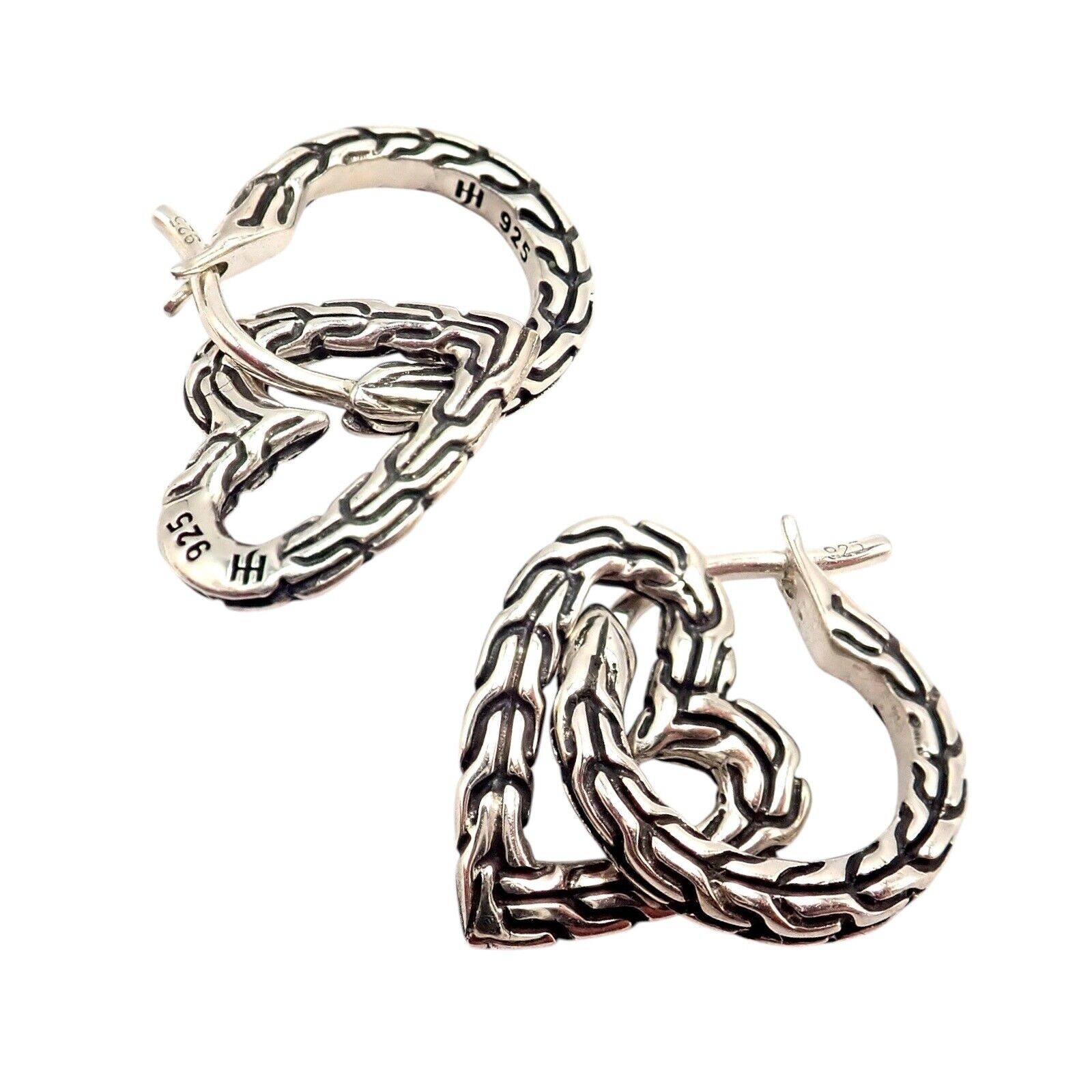 Authentic John Hardy JH Sterling Silver Manah Heart Earrings for Women - Elegant Jewelry Gift for Valentine's Day, Anniversary & Special Occasions