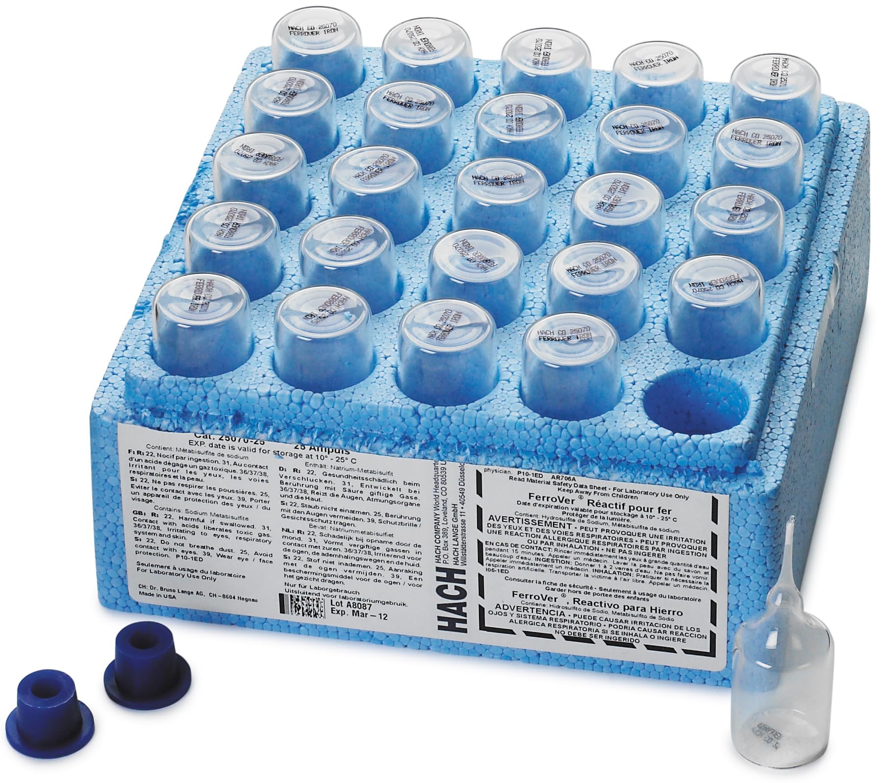 Hach 2507025 FerroVer® Iron Reagent AccuVac® Ampules, 25-Pack – Water Testing Kit for Iron Analysis in Drinking Water, Pools & Industrial Applications