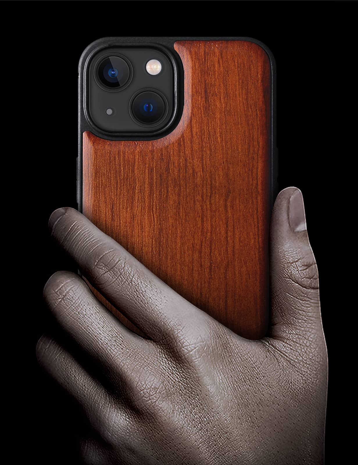 Carveit Magnetic Wooden Case for iPhone 13 Mini - Natural Wood & Black TPU Shockproof Protective Cover with MagSafe Compatibility | Durable Wood Phone Case for Everyday Use, Office & Outdoor Activities (Red Wood)
