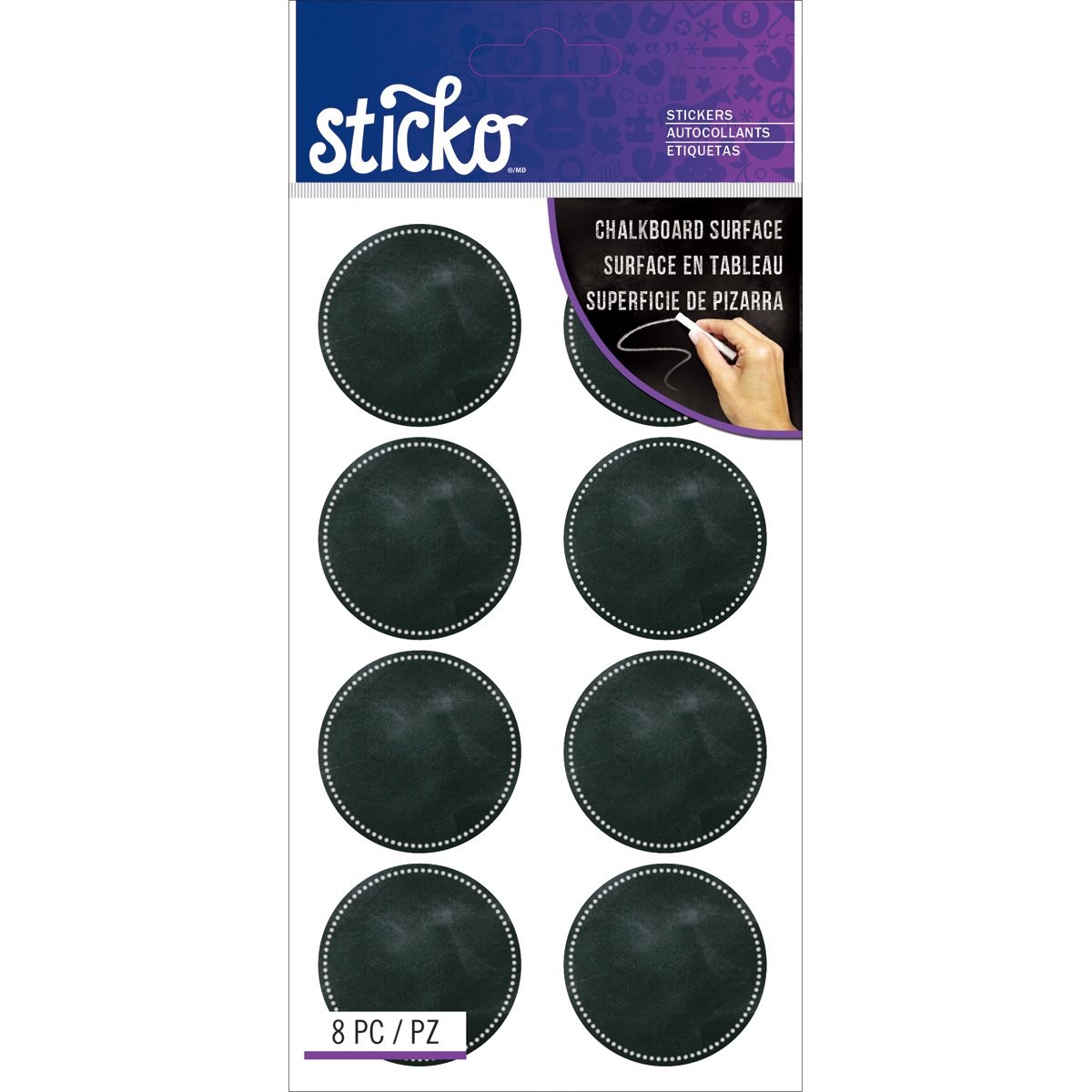 Sticko Chalk Circle Labels 52-72048 - 50 Pack White Removable Adhesive Labels for Organizing, Crafting & Home Decor - Perfect for Jars, Containers, Gift Wrapping & Scrapbooking