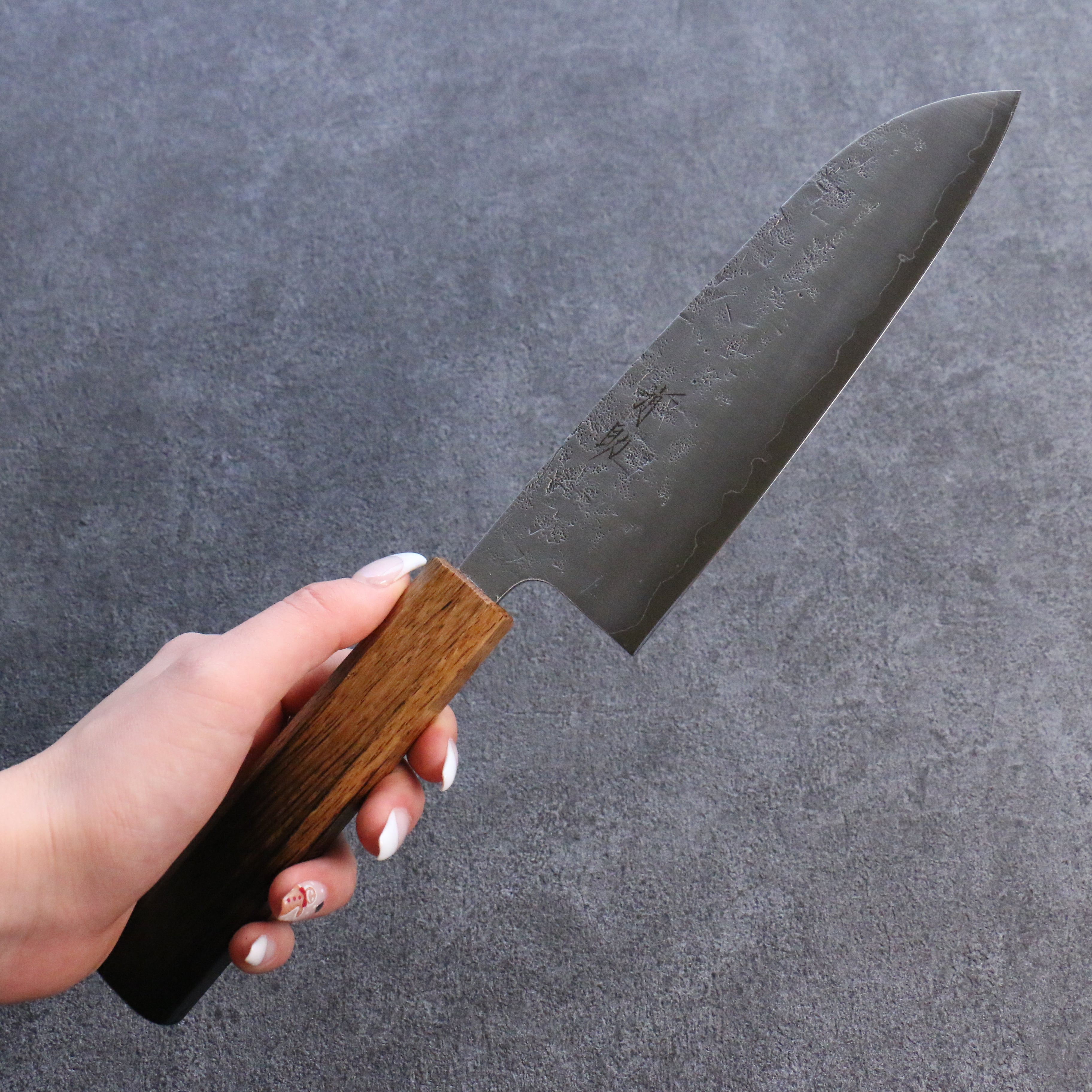 Premium Seisuke SLD Washiji Santoku Knife 165mm with Burnt Oak Handle - Japanese Kitchen Knife for Slicing, Dicing & Chopping Vegetables, Meat & Fish