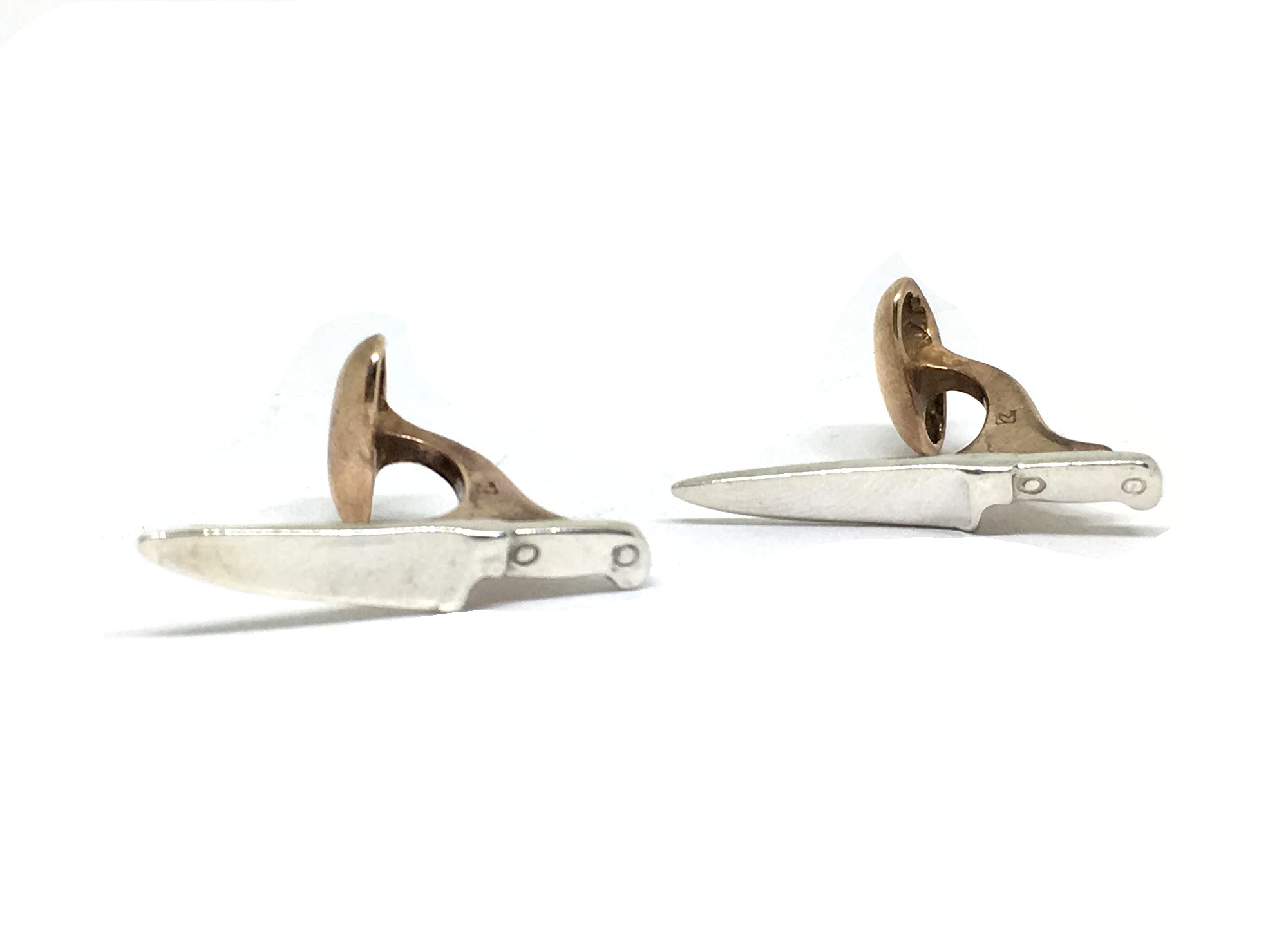Premium Sterling Silver & Bronze Chef Knife Cufflinks - Elegant Gift for Chefs & Culinary Enthusiasts | Perfect for Weddings, Formal Events & Cooking Enthusiasts