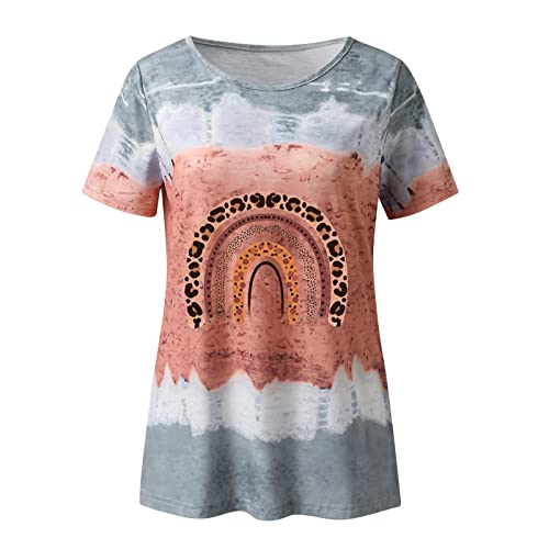 Women's Summer Casual O-Neck T-Shirt - Trendy Loose Fit Tunic Tee - Sexy Short Sleeve Comfortable Blouse (Grey, XL) | Perfect for Beach Outings, Summer Vacations & Casual Everyday Wear