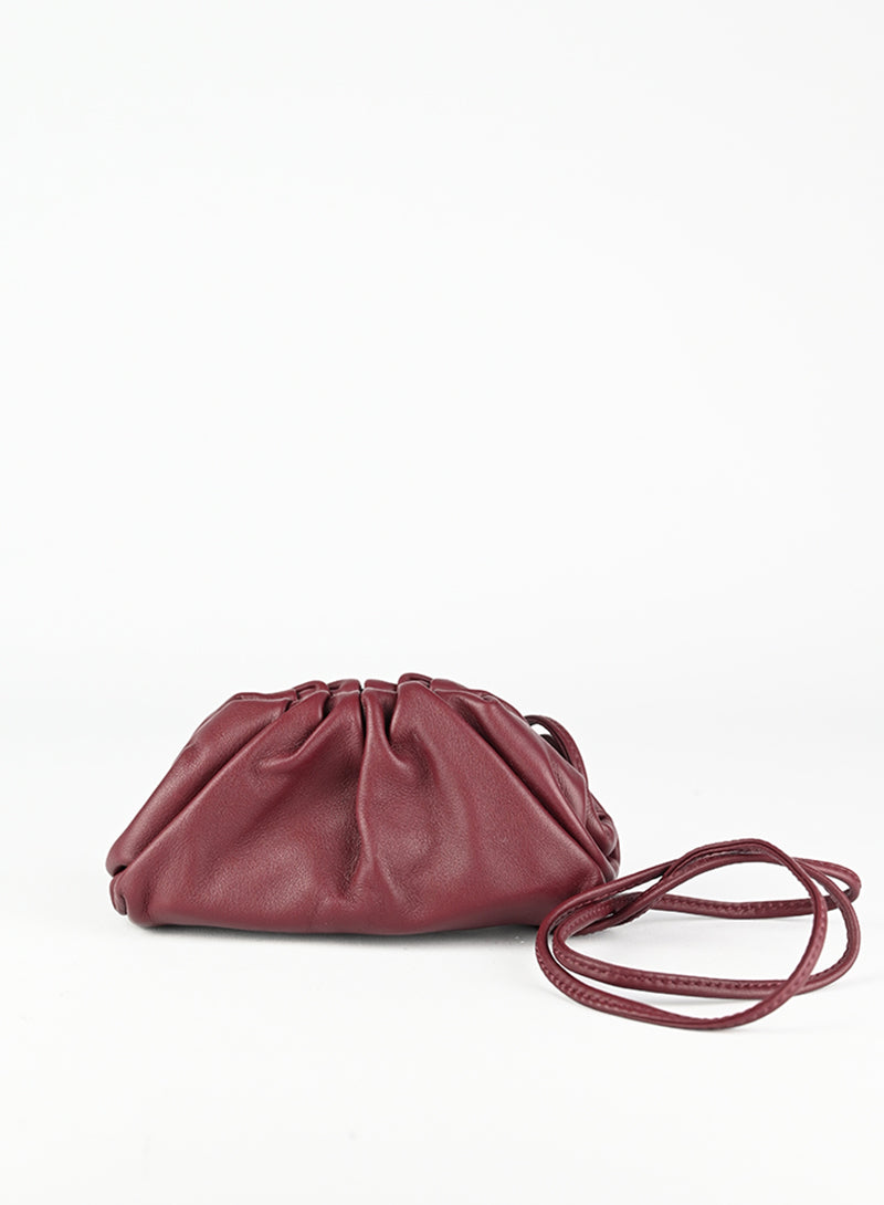 Bottega Veneta Micro Pouch Bordeaux Leather Crossbody Bag for Women - Perfect for Evening Parties, Date Nights & Travel Accessories