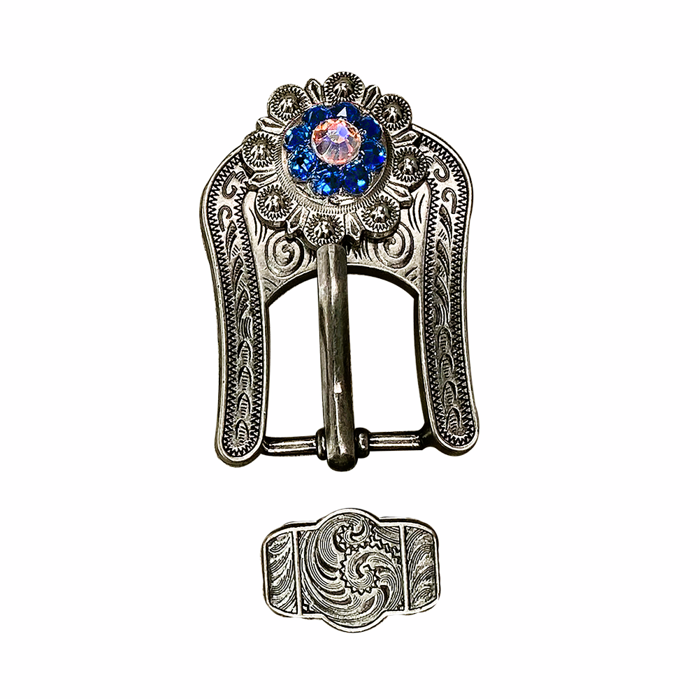 Antique Silver Capri AB Crystal Conchos - Sizes 1 to 3 with Buckles | Western Jewelry for Belts, Boots & Cowboy Accessories