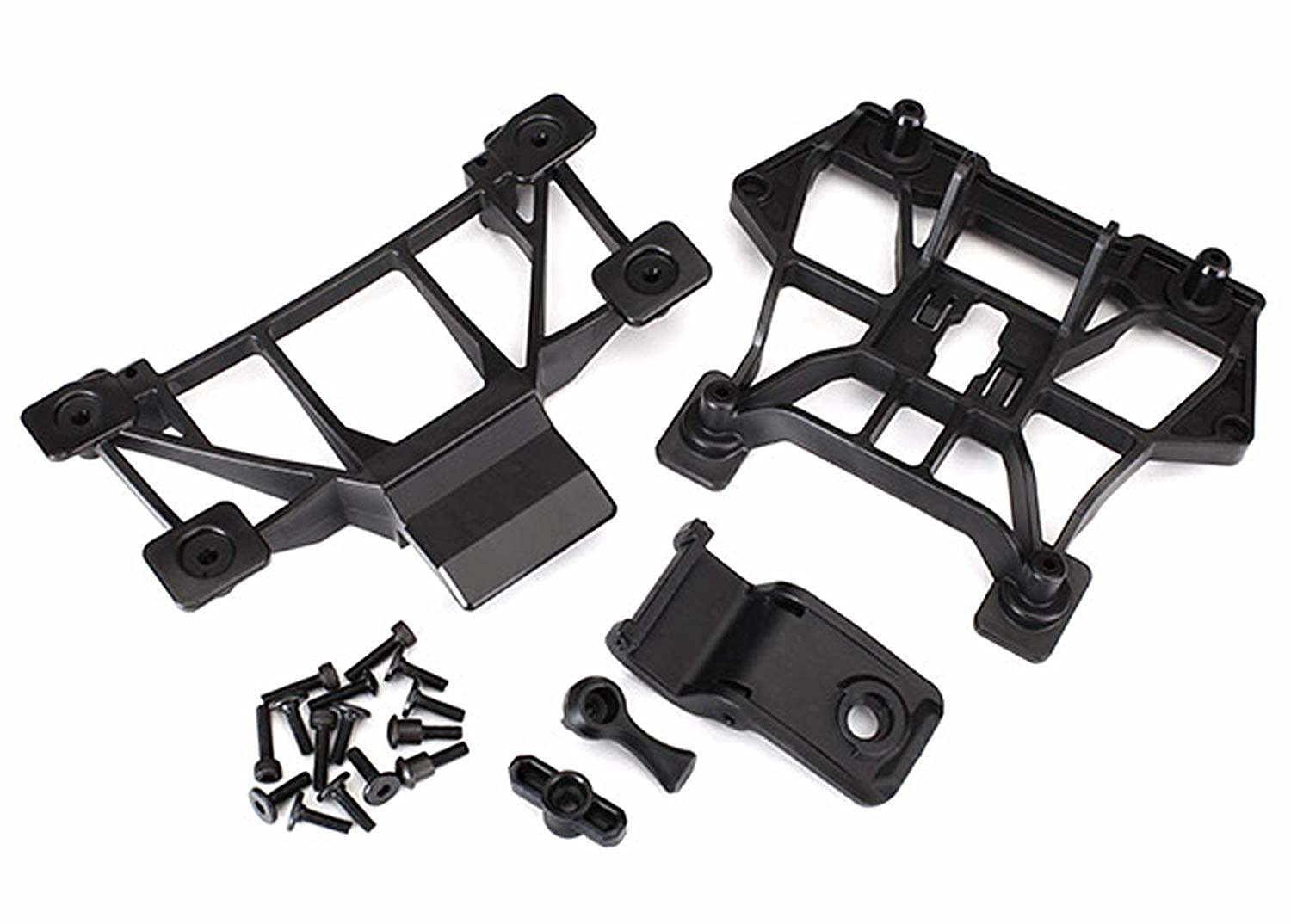 Traxxas 8615 Black Front & Rear Body Mounts - Durable Off-Road RC Car Accessories for Traxxas Slash, Rustler & Stampede Models - Perfect for Racing, Bashing & Custom Builds