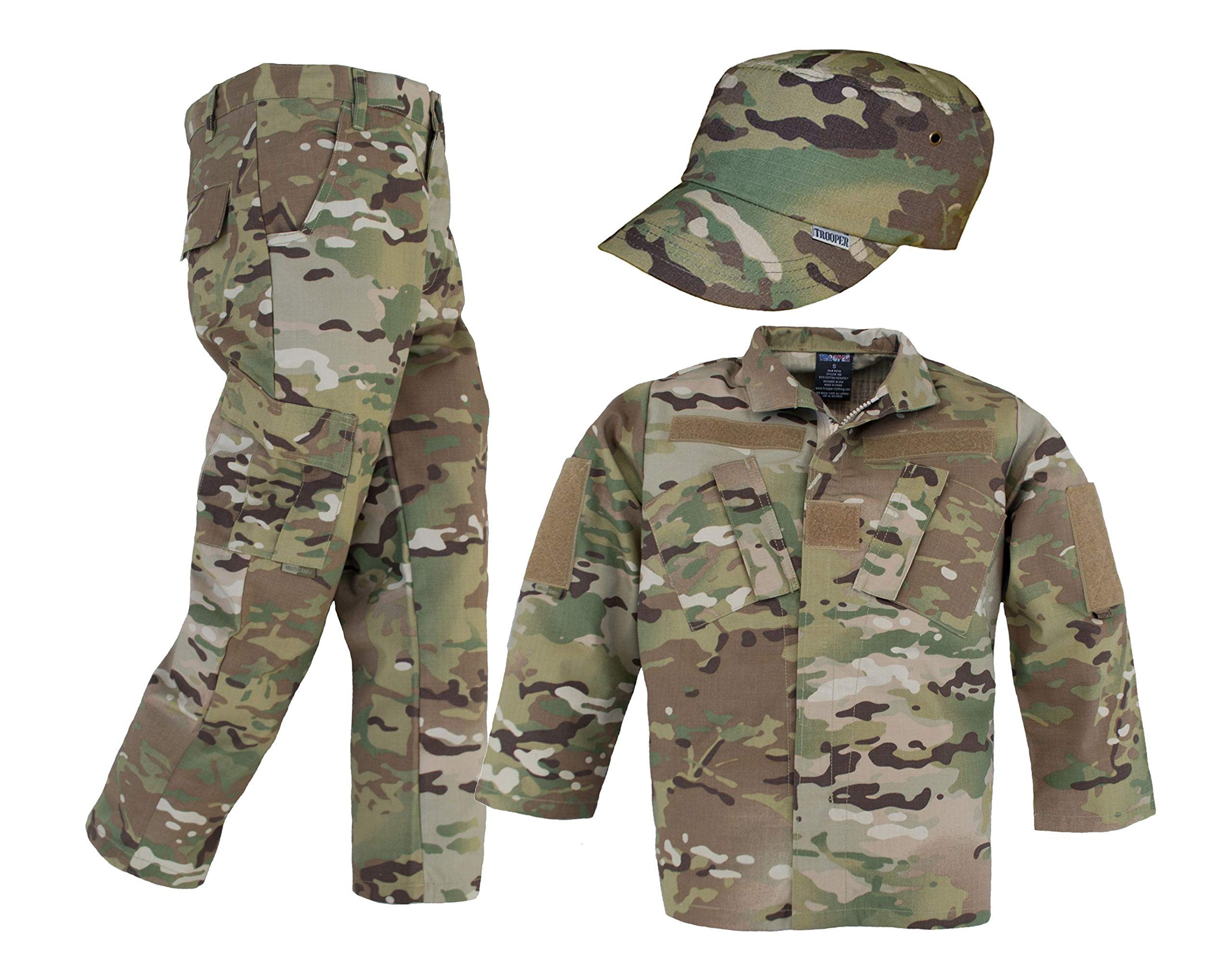 Kids Multicam Camo 3-Piece Uniform Set for Boys & Girls (Size 6-8) - Perfect for Outdoor Adventures, Airsoft & Tactical Play
