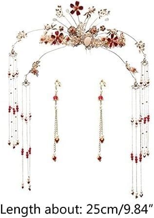 Elegant Bridal Hairpins Set - Vintage Chinese Hanfu Hair Sticks with Tassels, Wedding Hair Ornaments & Earrings for Women - Perfect for Bridal, Hanfu Costume, and Traditional Ceremonies