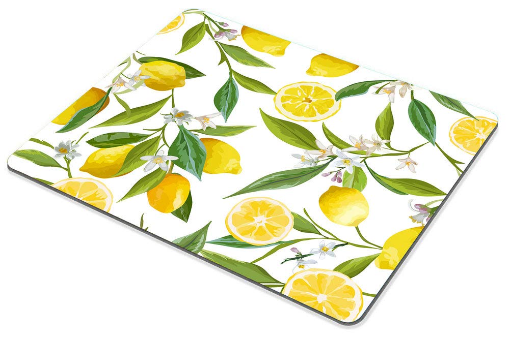 Custom Lemon Fruit Mouse Pad with Flowers & Leaves Design - Non-Slip Rubber Gaming Mouse Mat for Computer & Laptop - Perfect for Office, Gaming & Home Workspace
