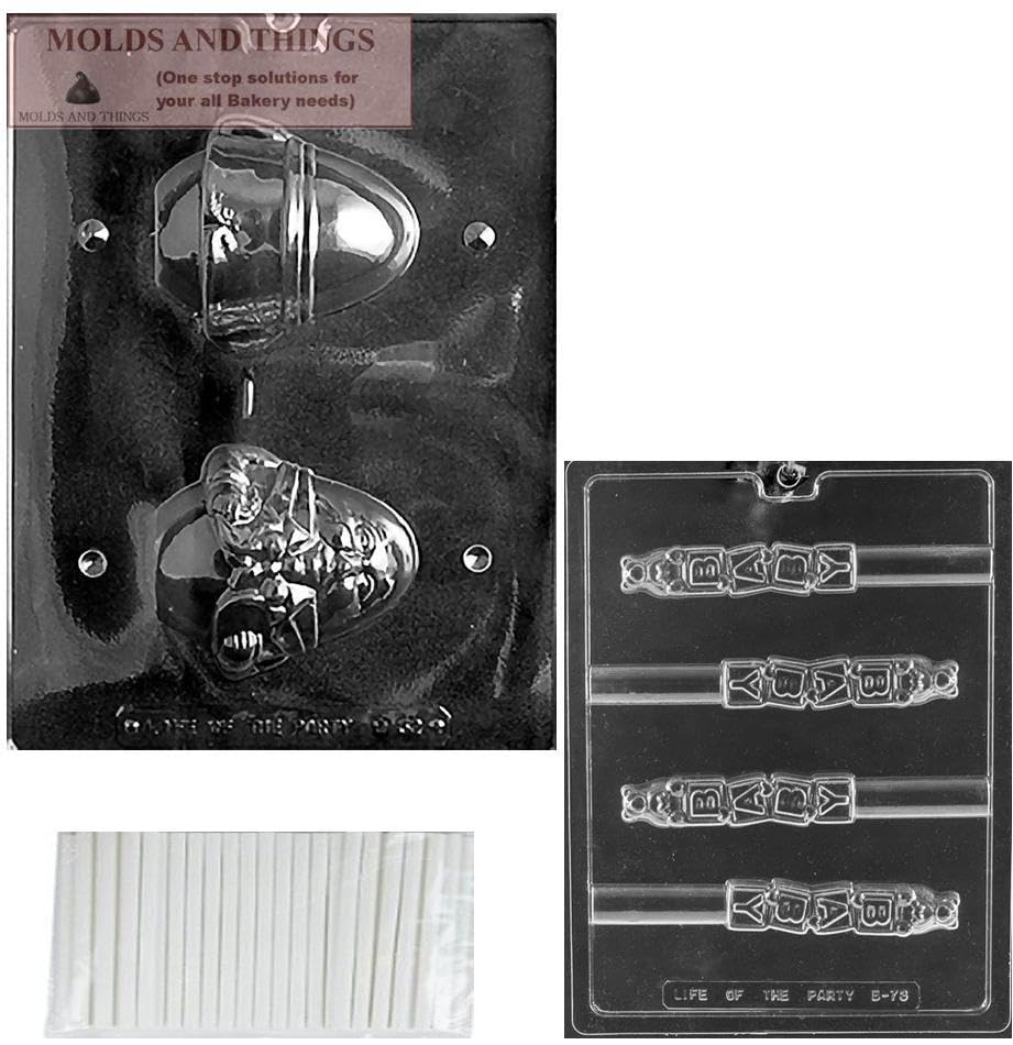 HUMPTY DUMPTY Chocolate Candy Mold - Baby Block Pretzel Chocolate Candy Making Kit with Copyrighted Instructions + 50 Sticks - Perfect for DIY Candy Making, Birthday Parties, and Holiday Treats