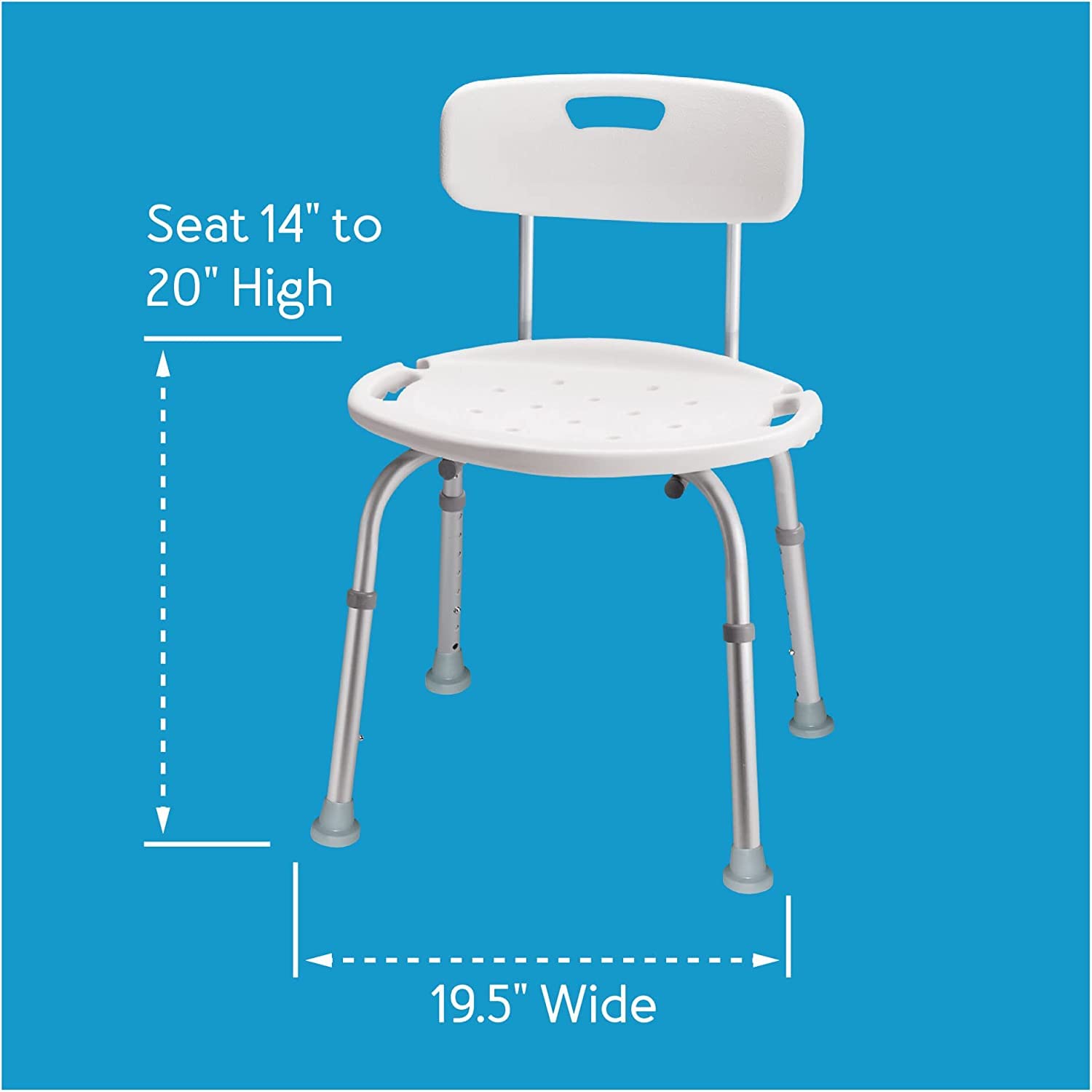 Carex Bath Chair with Back - Heavy Duty Shower Seat for Elderly, Handicap & Disabled Adults - 350lbs Weight Capacity - Easy Assembly White Shower Stool - Ideal for Bathroom Safety & Mobility Assistance