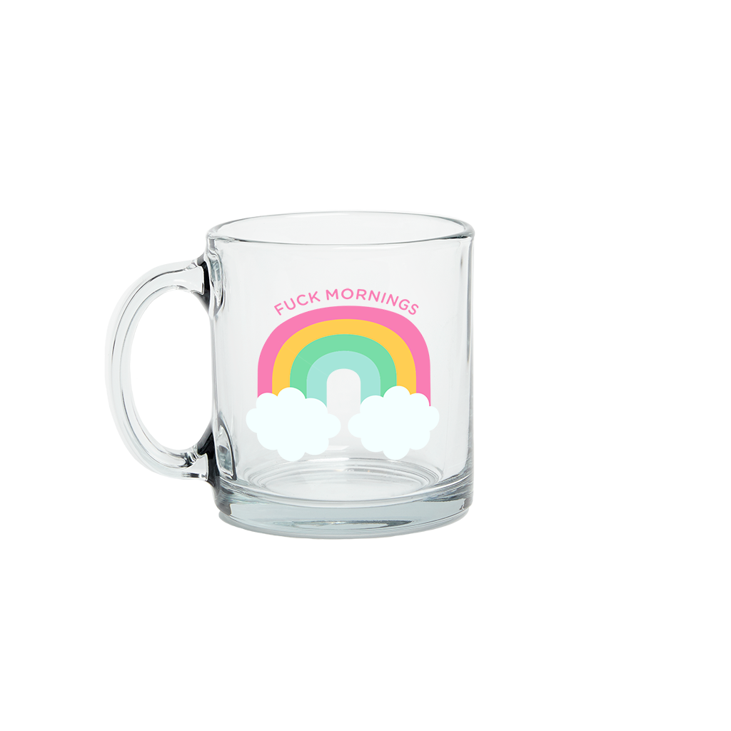 Funny F*ck Mornings Glass Coffee Mug - 15oz Insulated Cup for Coffee, Tea & Hot Drinks - Perfect for Office, Home & Gifts