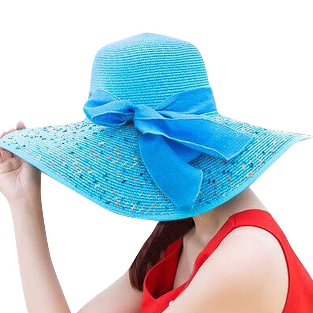 Women's Foldable Straw Beach Sun Hat - UPF 50+ Sun Protection Wide Brim Summer Hat for Travel, Vacation & Outdoor Activities - Perfect for Beach, Pool, Garden & Picnic