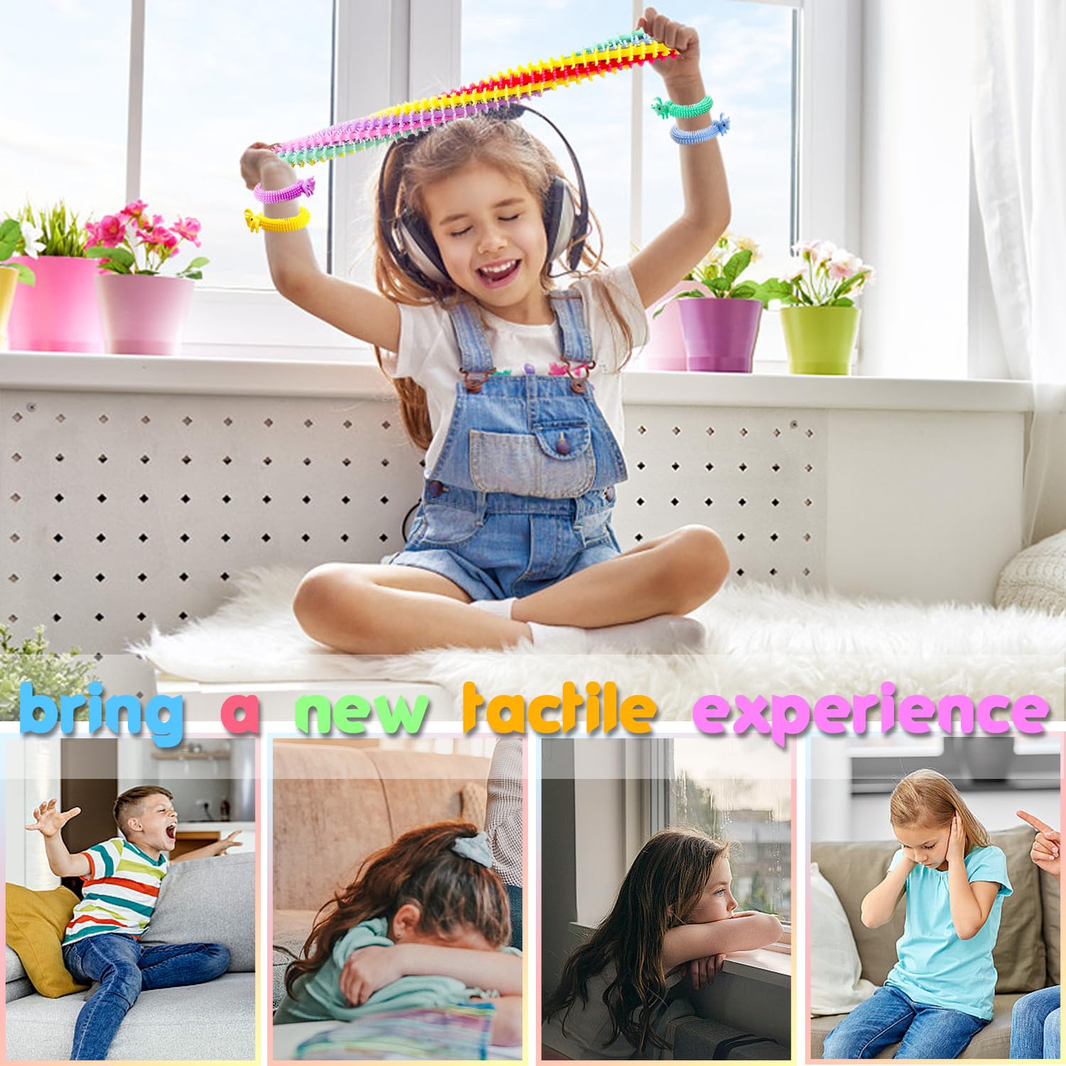 40 Pack Stretchy String Fidget Toys - Unicorn Sensory Stress Relief Toys for Kids & Adults, Stretchy Noodle Strings for Anxiety Relief, Classroom, Office & Party Favors