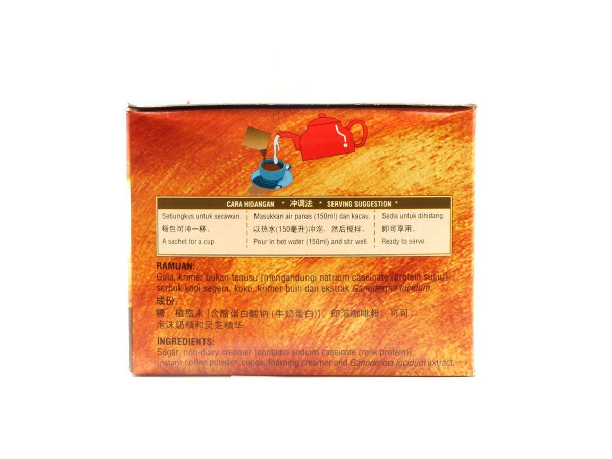 Premium Gano Cafe Mocha Coffee with Ganoderma - 6 Boxes (90 Sachets) | Immune Support & Energy Boost | Perfect for Office, Travel & Home Brewing