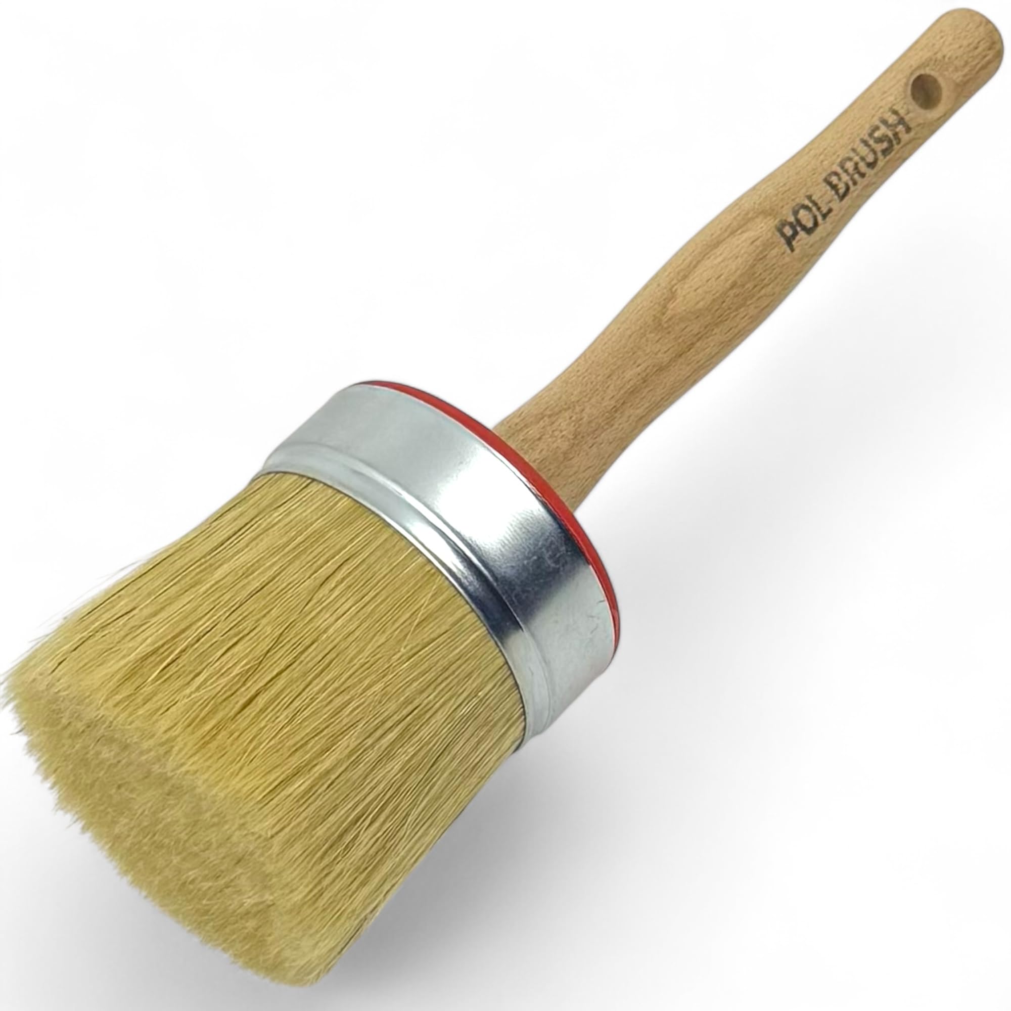 3 Inch Natural Bristle Round Paint Brush - Premium European Quality Chalk & Wax Brush for Wood, Walls, Furniture & Art - Perfect for Acrylic, Oil, Stain, Latex & DIY Home Painting Projects - Ideal for Furniture Restoration, Wall Stenciling & Craft Painting