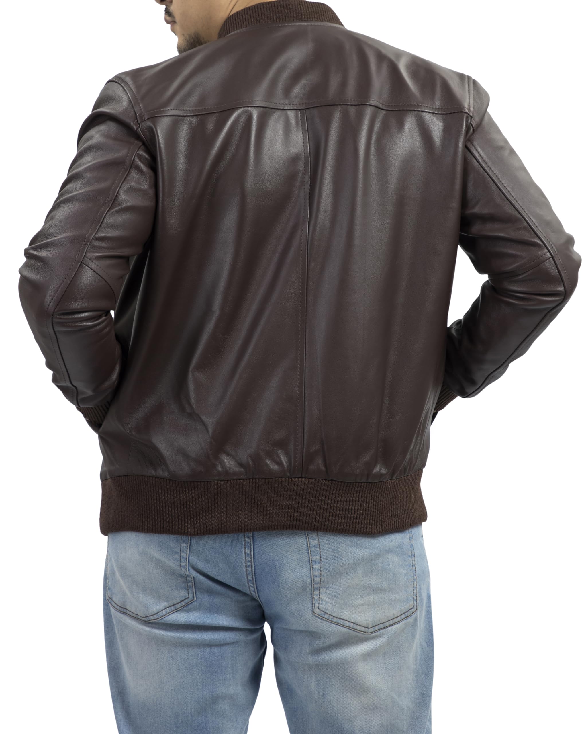 Genuine Lambskin MA-1 Leather Bomber Jacket for Men - Classic Varsity Style Fashion Jacket | Perfect for Casual Wear, Night Out & Motorcycle Riding