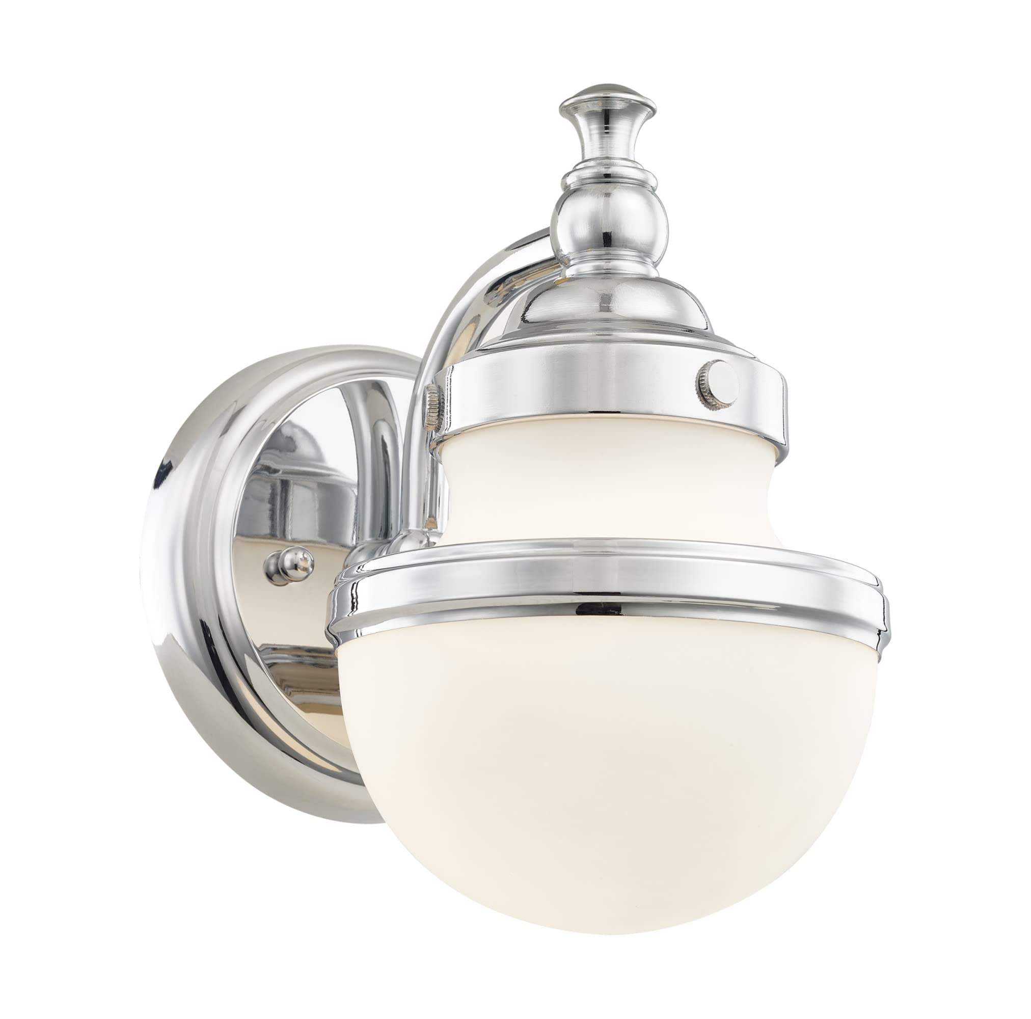 Livex 5711-05 Polished Chrome One Light Bathroom Vanity Light - Oldwick Collection Transitional Style Fixture for Bathroom, Powder Room & Dressing Area