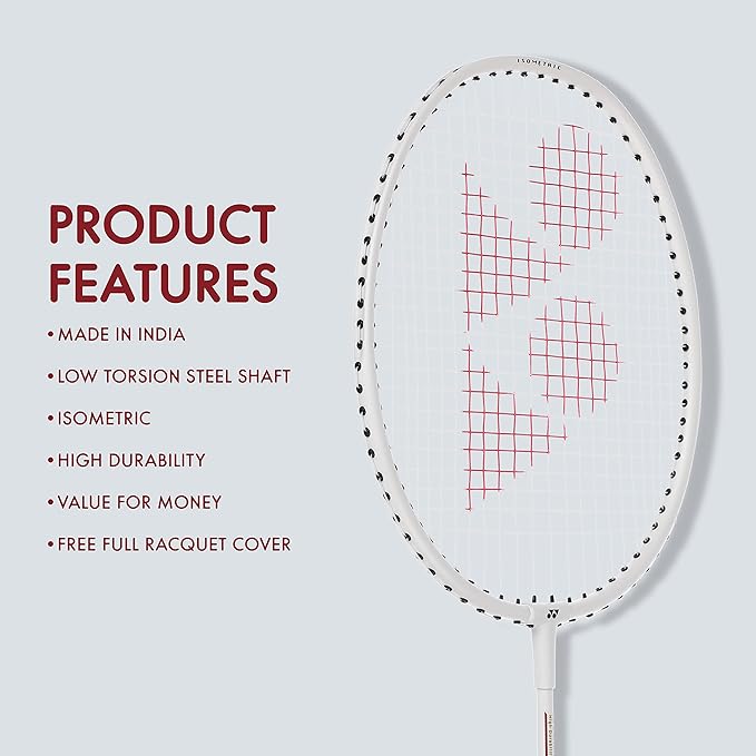 Yonex GR 303i White Prestrung Badminton Racket - Professional Grade Tennis Racket for Indoor/Outdoor Play - Made in India | Perfect for Tournaments, Training & Recreational Games