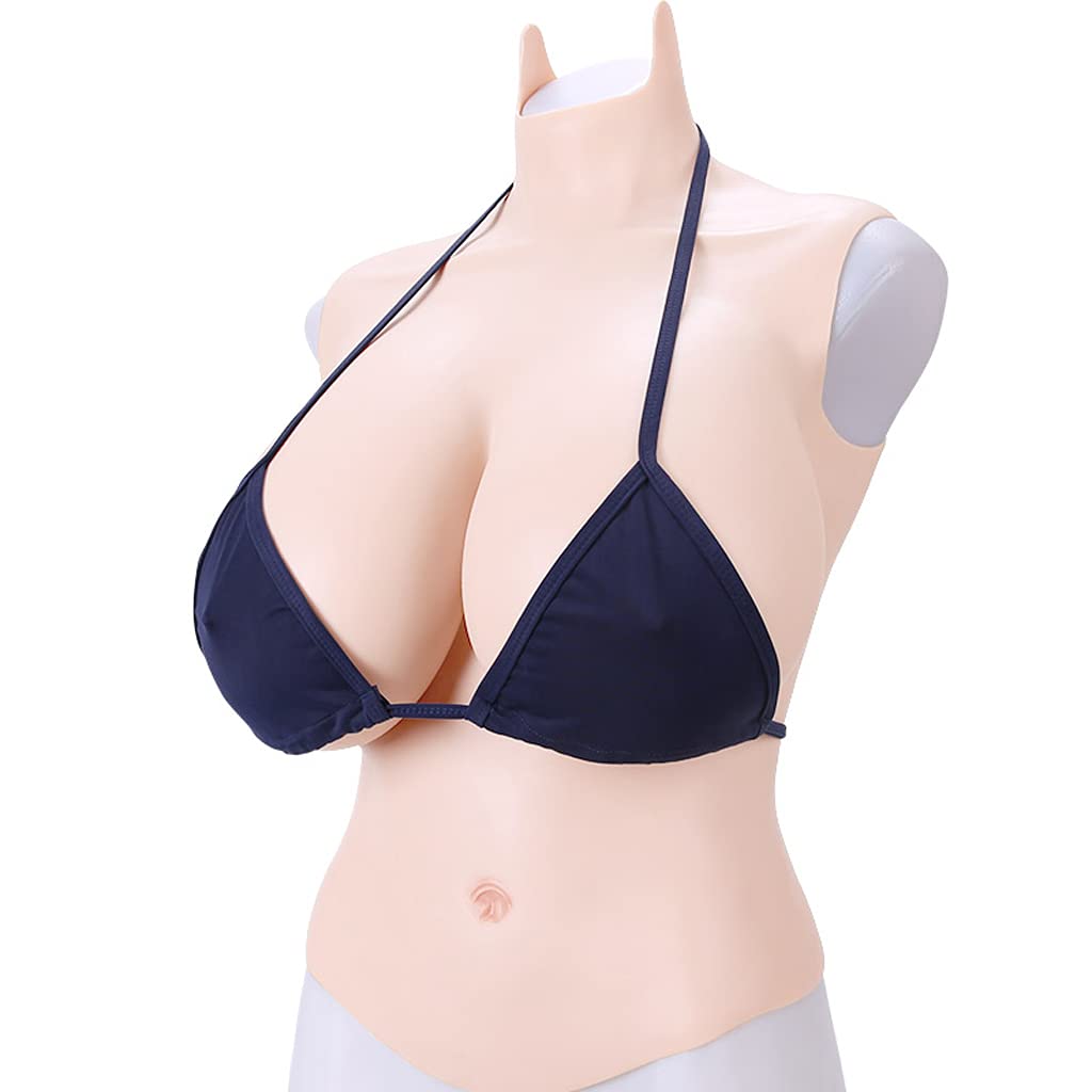 Realistic Liquid Silicone Breast Prosthesis - Half Body Breastplate for Crossdressers & Mastectomy (G Cup, White) | Perfect for Cosplay, Gender Transition & Post-Surgery Recovery