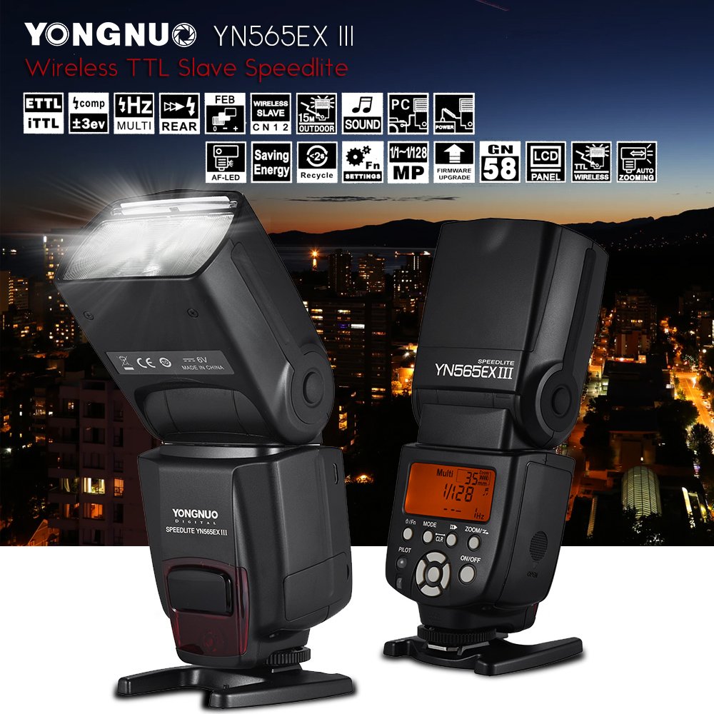 YONGNUO YN565EX III Wireless TTL Flash for Canon DSLR Cameras - GN58 High Power Speedlite with USB Firmware Upgrade & Fast Recycling | Perfect for Wedding, Portrait, and Event Photography
